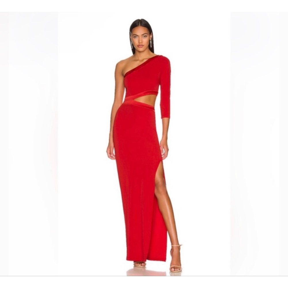 Alice + Olivia New! Michele Red One Shoulder Cut Out Maxi Dress